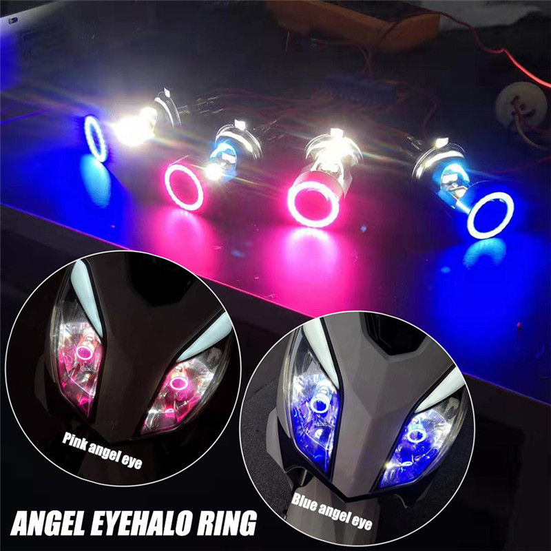 Motorcycle Led Headlight Bulb H4 - 25W 12V bleu rouge oeil d'ange