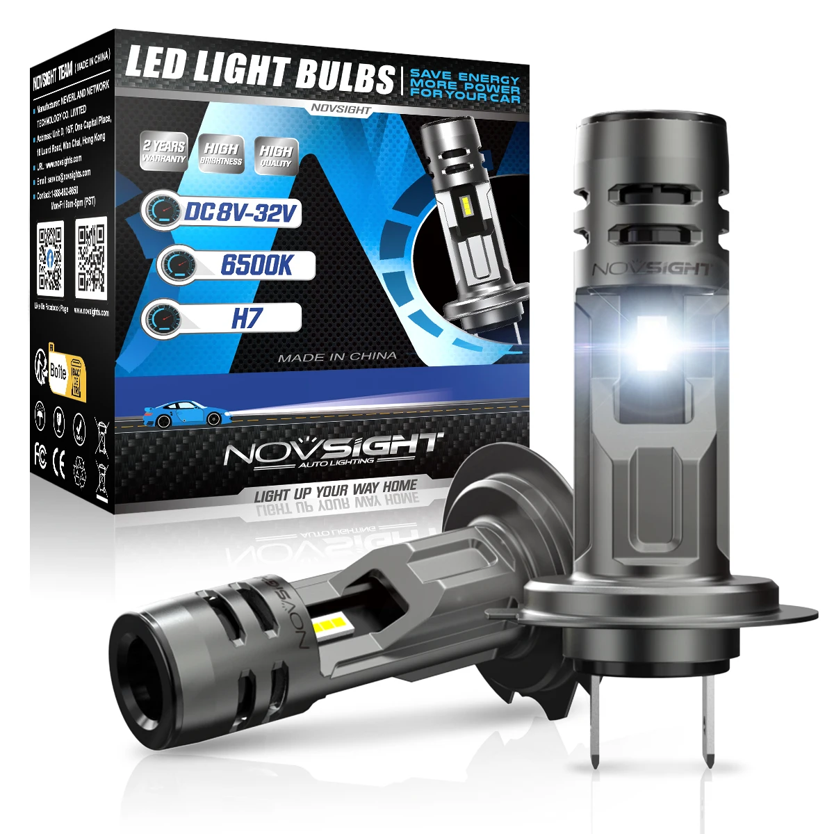 Led Headlight 6500K White 12000Lm - NOVSIGHT-Lampe de sauna LED H7, mini