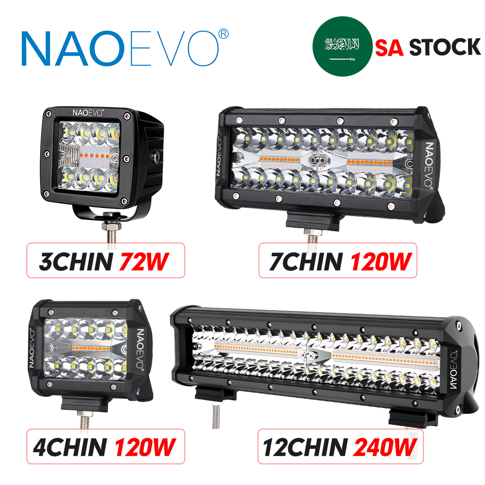 Led Work Light Bar 12 Inch Offroad - NAOEVO-Barre lumineuse LED tout-terrain, lampe de