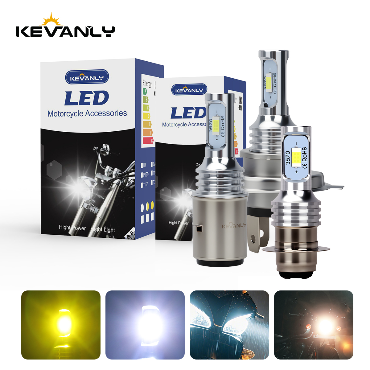 Motorcycle Led Headlight Bulb H4 - 1x Phare de moto LED H4