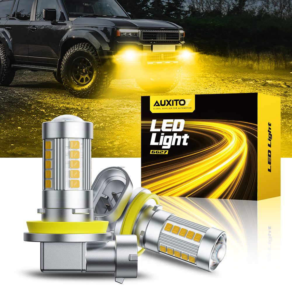 Led Fog Light H11 3000K Yellow - AUXITO 6G27 antibrouillard H8 H9 H11