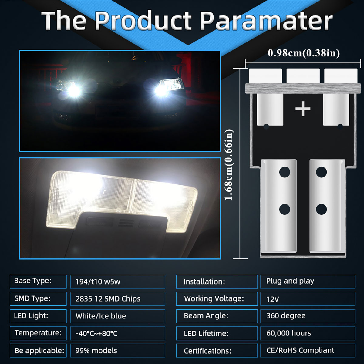 4 pièces T10 W5W Canbus 1206 1 - Led Tail Light Bulb Canbus avis et prix