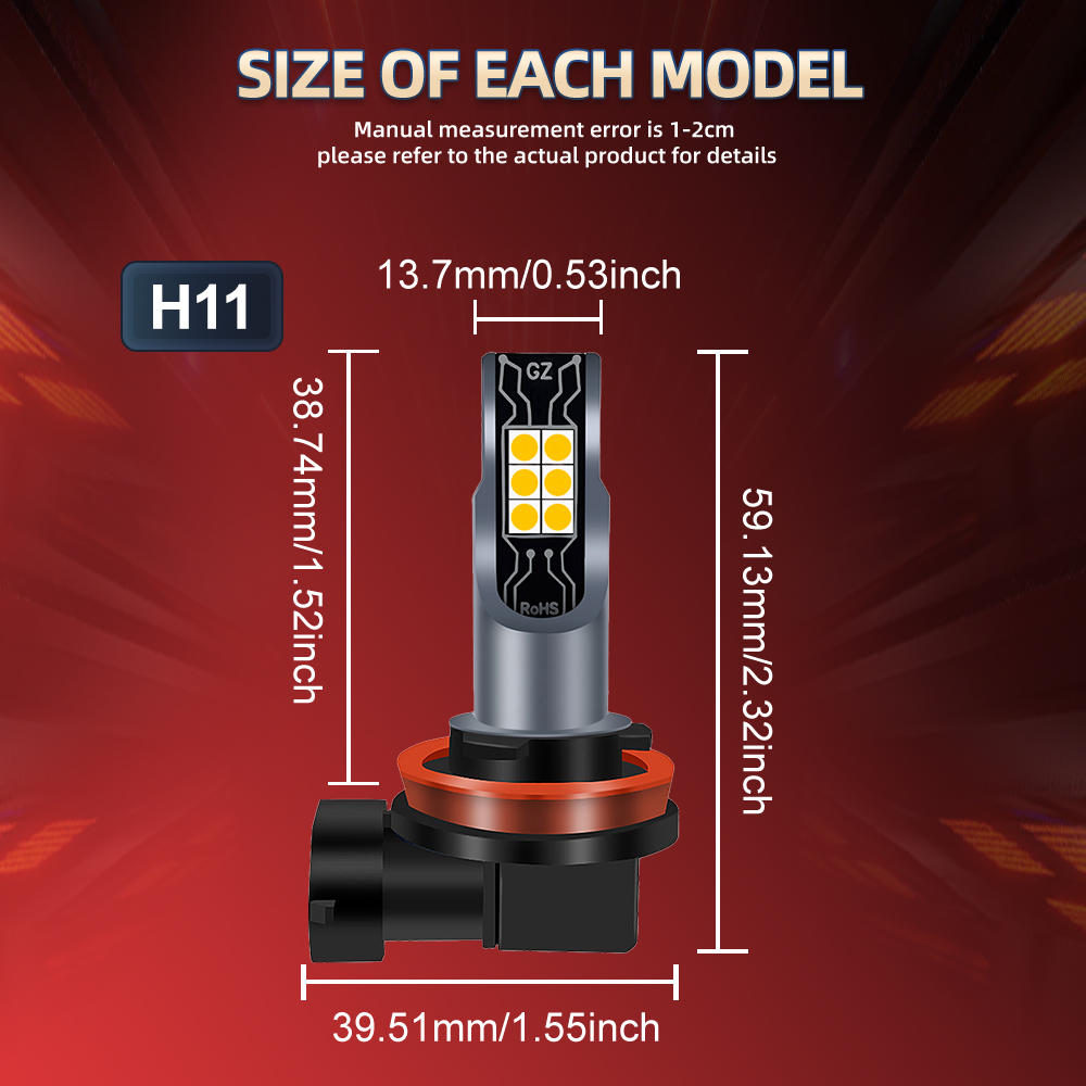 Ampoules LED H11 H8, 2 pièces, - Led Fog Light H11 3000K Yellow avis et prix
