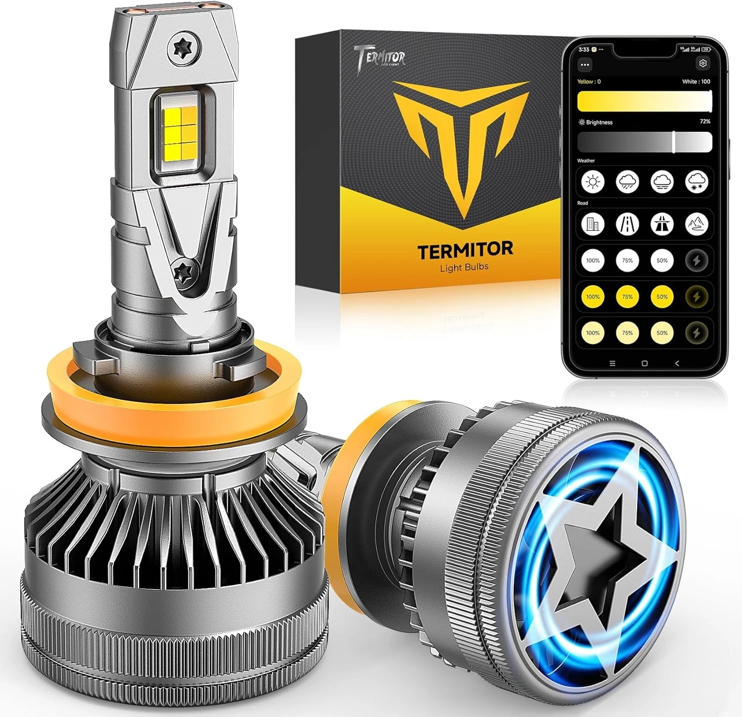 Ampoule de phare LED Termitor  - Led Fog Light H11 3000K Yellow avis et prix