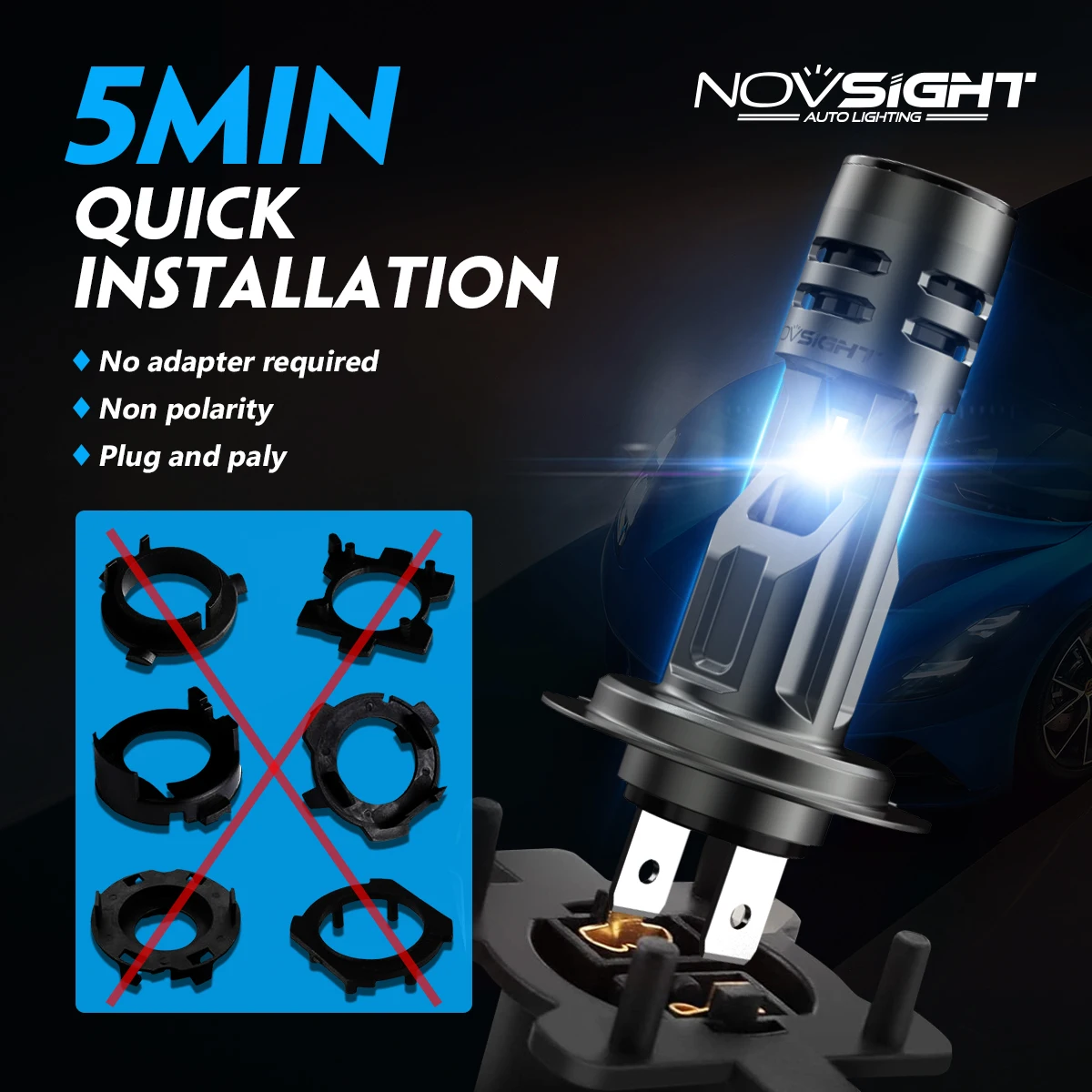 NOVSIGHT-Lampe de sauna LED H7 - Led Headlight 6500K White 12000Lm avis et prix