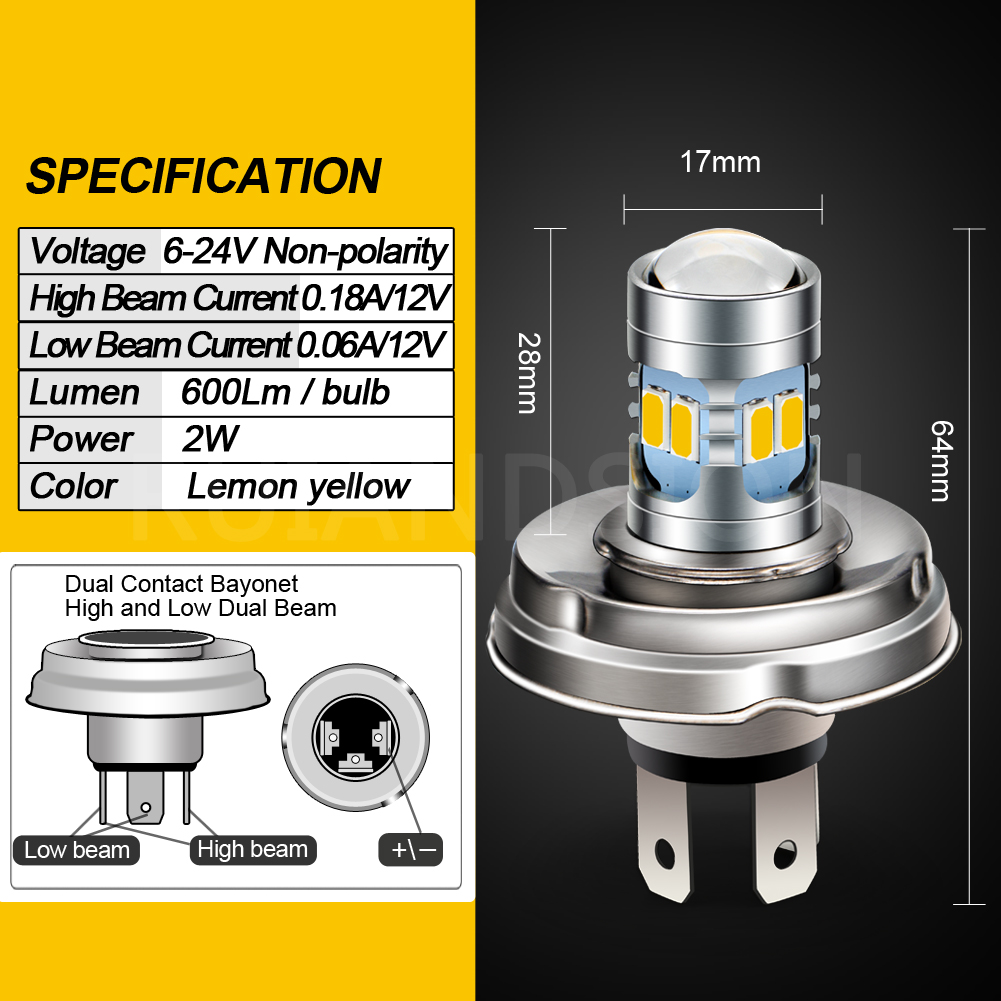 Phare LED P45T pour moto, 6V 1 - Motorcycle Led Headlight Bulb H4 avis et prix