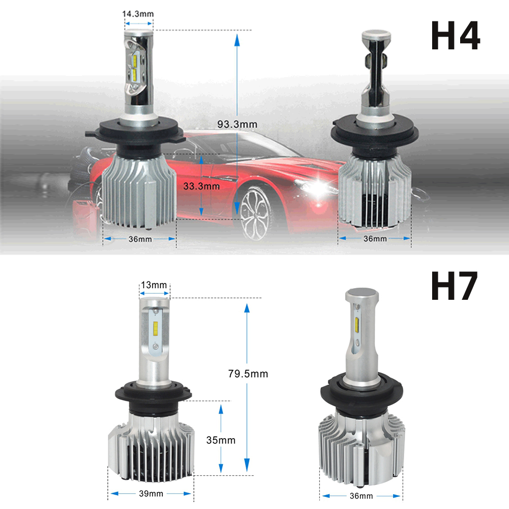 HL 2 pièces Ampoules LED H4 H7 - Led Headlight Bulb H7 20000Lm avis et prix